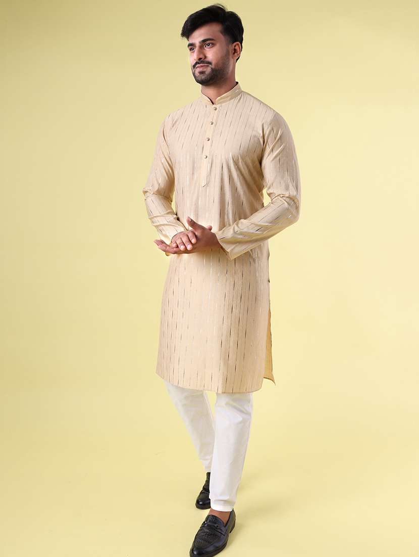 men mandarin neck kurta pyjama ethnic wear set - 22062009 - Standard Image - 2