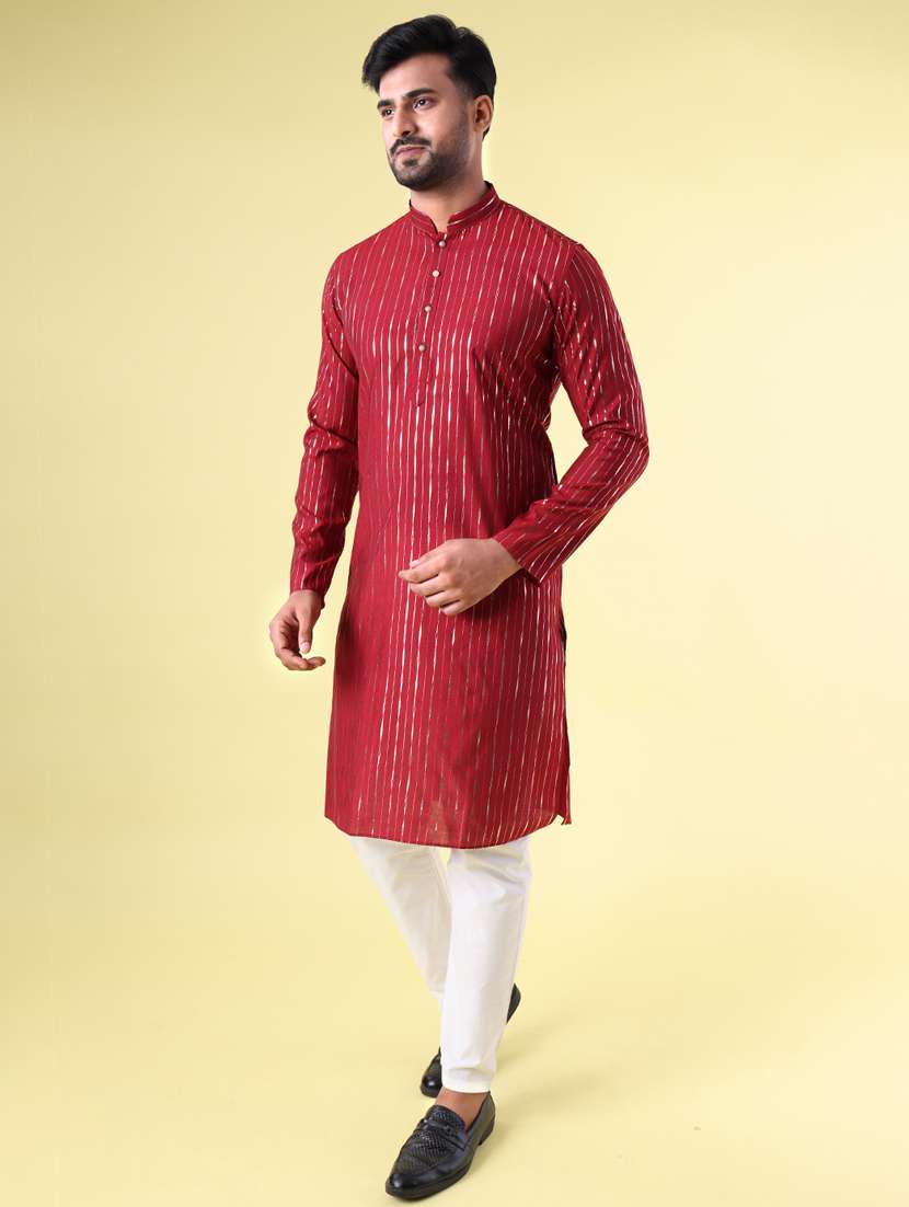men mandarin neck kurta pyjama ethnic wear set - 22062011 - Standard Image - 2