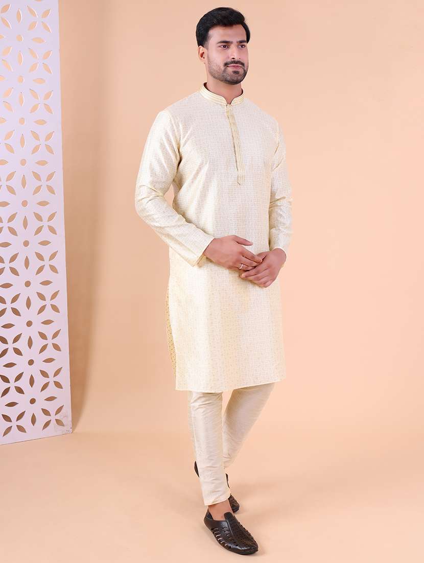 men mandarin neck kurta pyjama ethnic wear set - 22062014 - Standard Image - 2