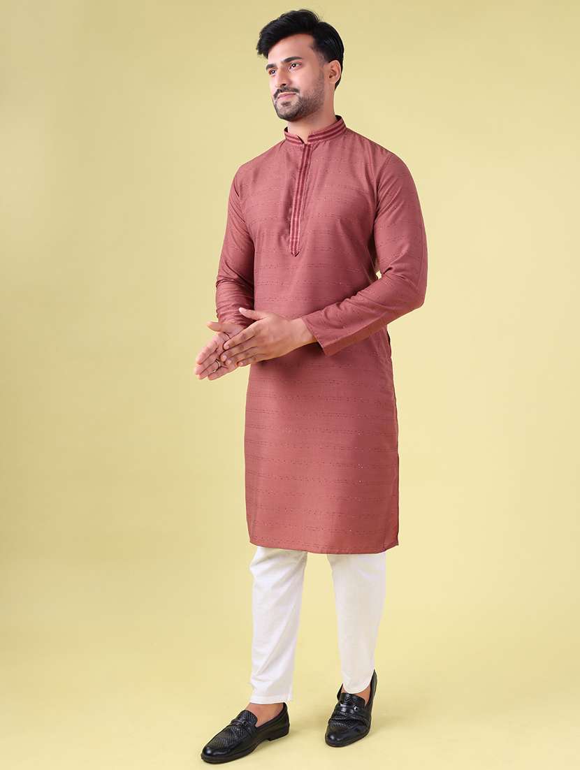 men mandarin neck kurta pyjama ethnic wear set - 22062017 - Standard Image - 2