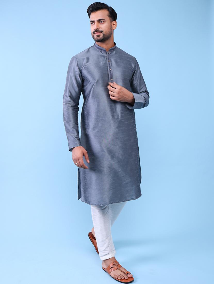 men mandarin neck kurta pyjama ethnic wear set - 22062021 - Standard Image - 2