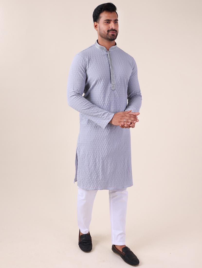 men mandarin neck kurta pyjama ethnic wear set - 22062024 - Standard Image - 2
