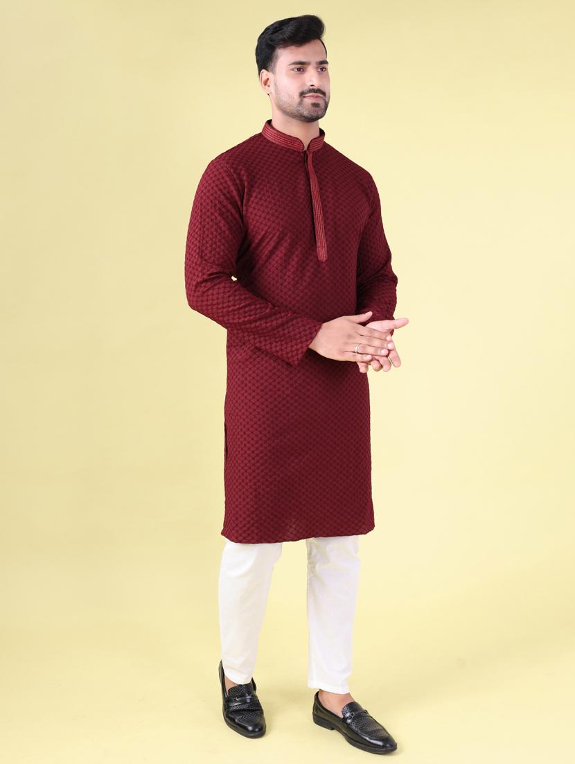 men mandarin neck kurta pyjama ethnic wear set - 22062027 - Standard Image - 2