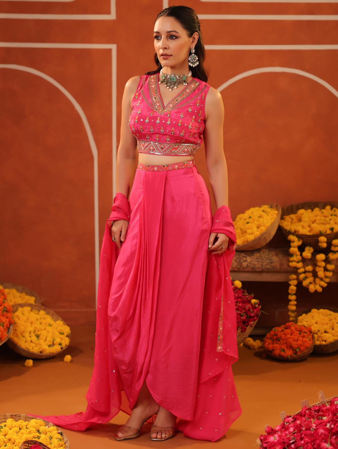 pink silk blend coord set - 22062032 - Standard Image - 2