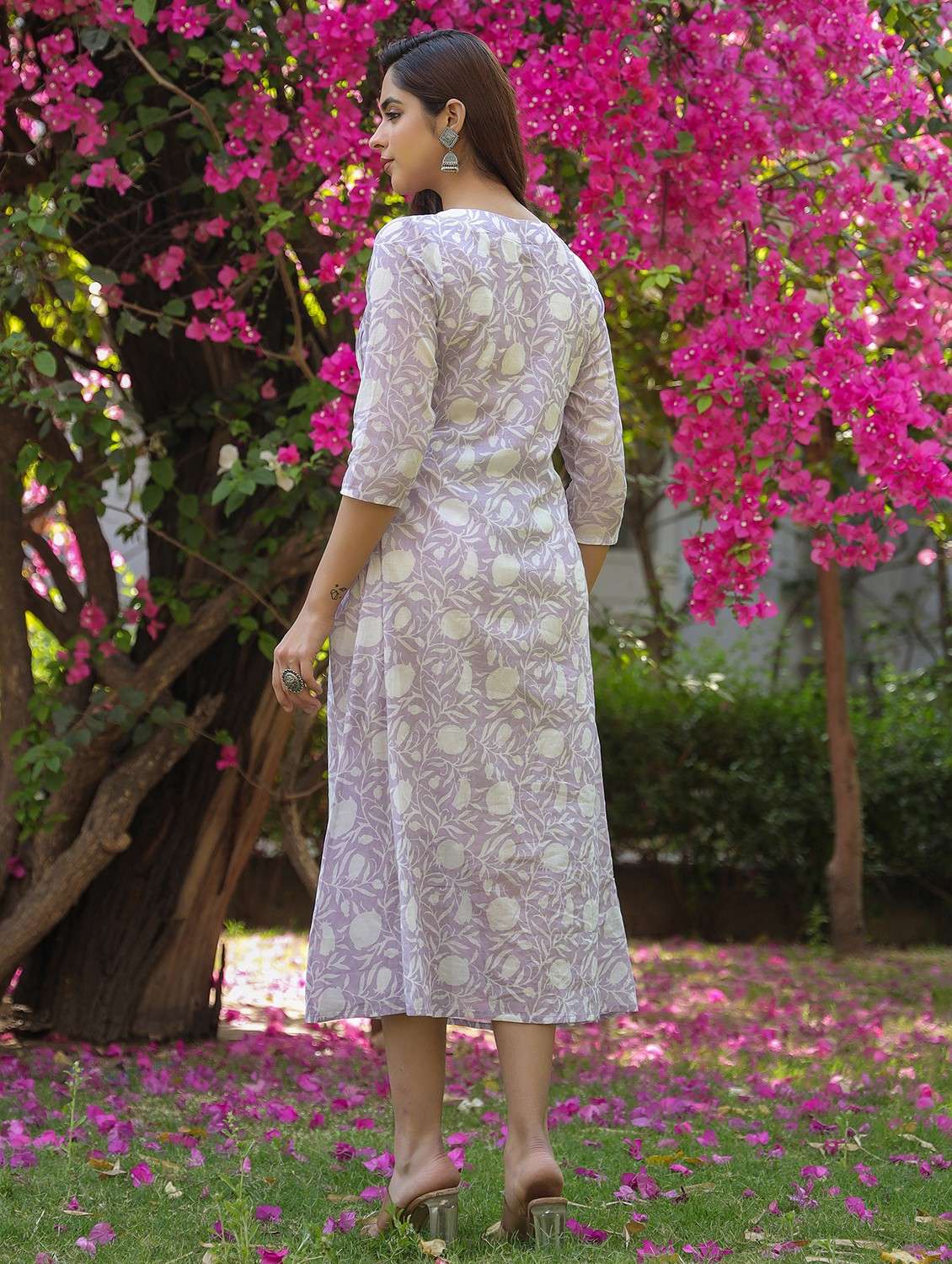 women printed round neck a-line ethnic dress - 22062035 - Standard Image - 2