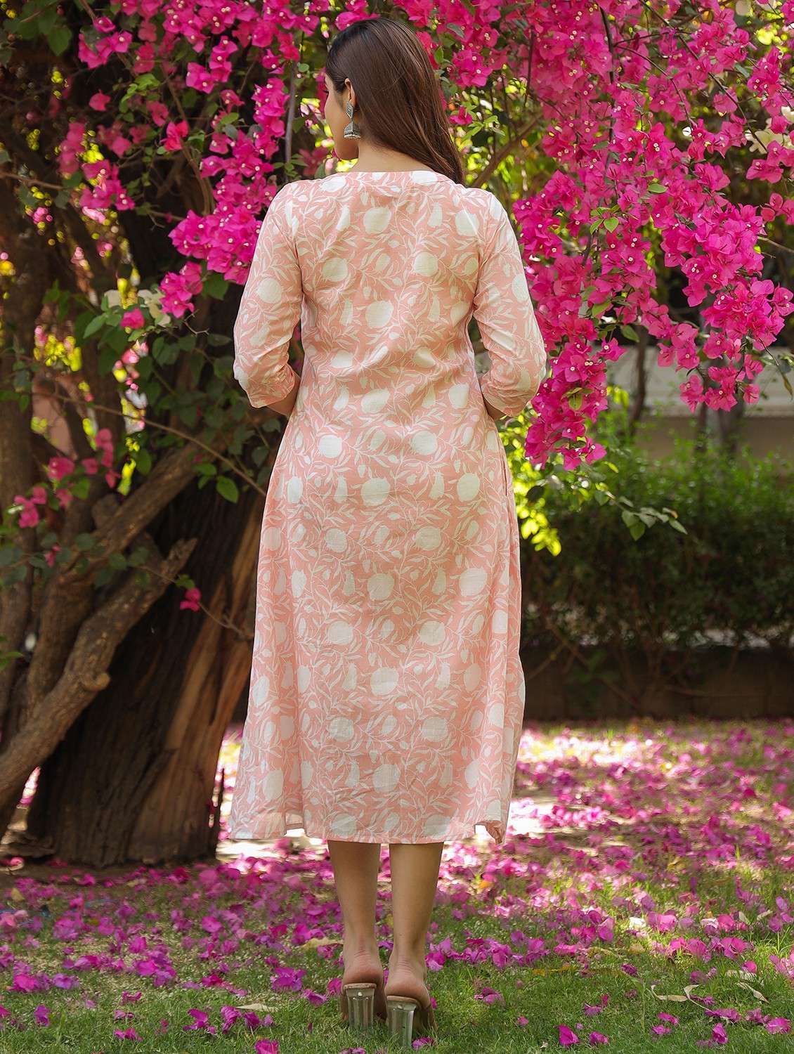 women printed round neck a-line ethnic dress - 22062036 - Standard Image - 2