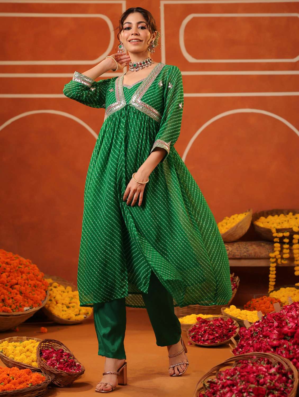 women three quarter sleeve kurta pant set - 22062061 - Standard Image - 2