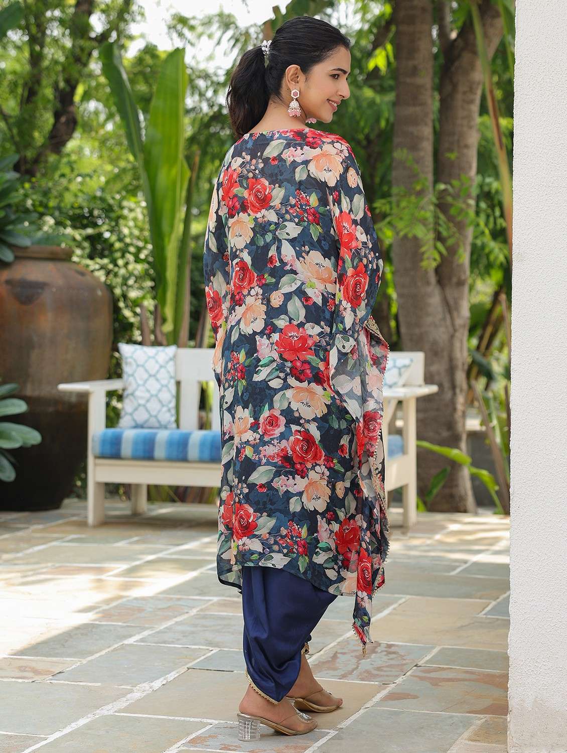 women floral printed kimono sleeve kaftan set - 22062100 - Standard Image - 2