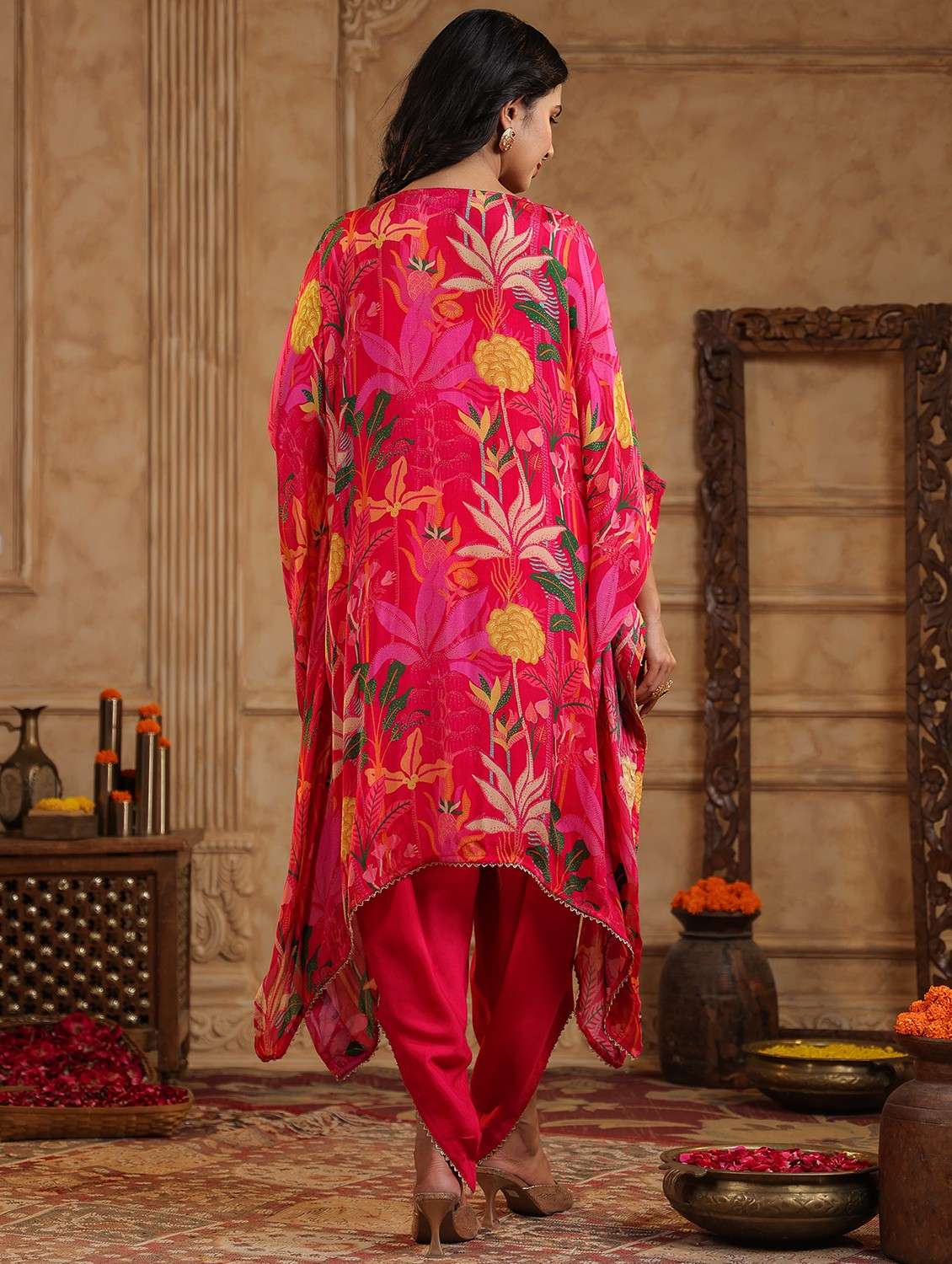 women floral printed kimono sleeve kaftan set - 22062103 - Standard Image - 2