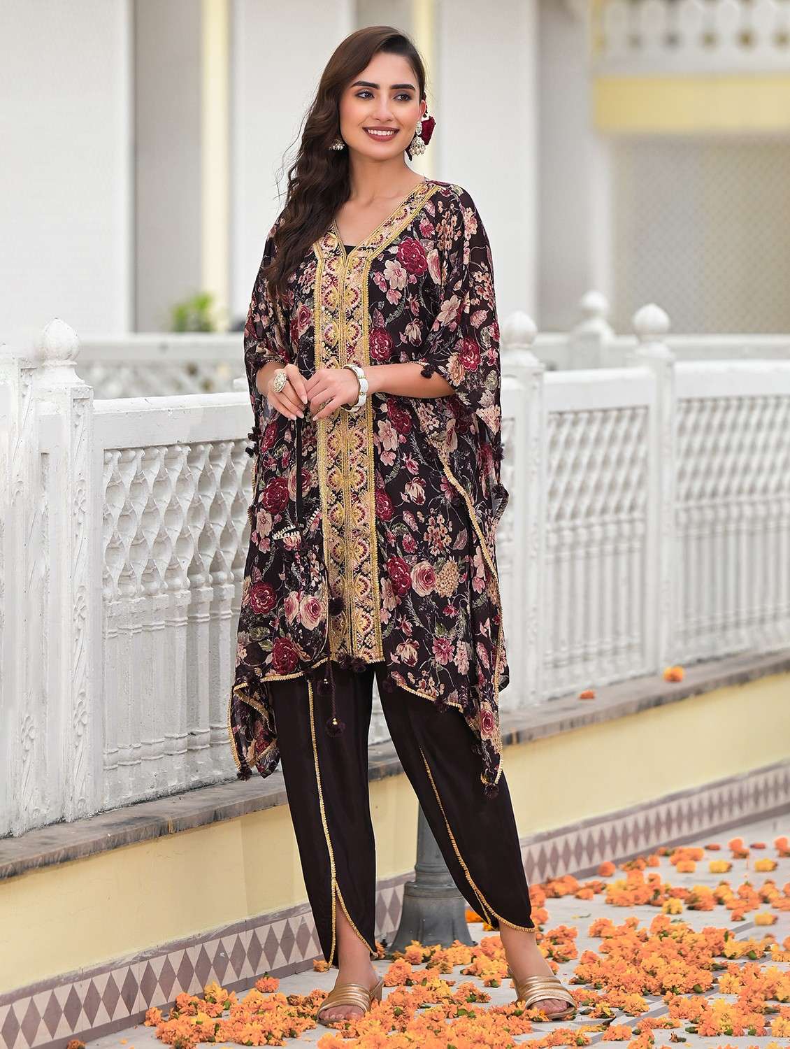 women floral printed kimono sleeve kaftan set - 22062104 - Standard Image - 2