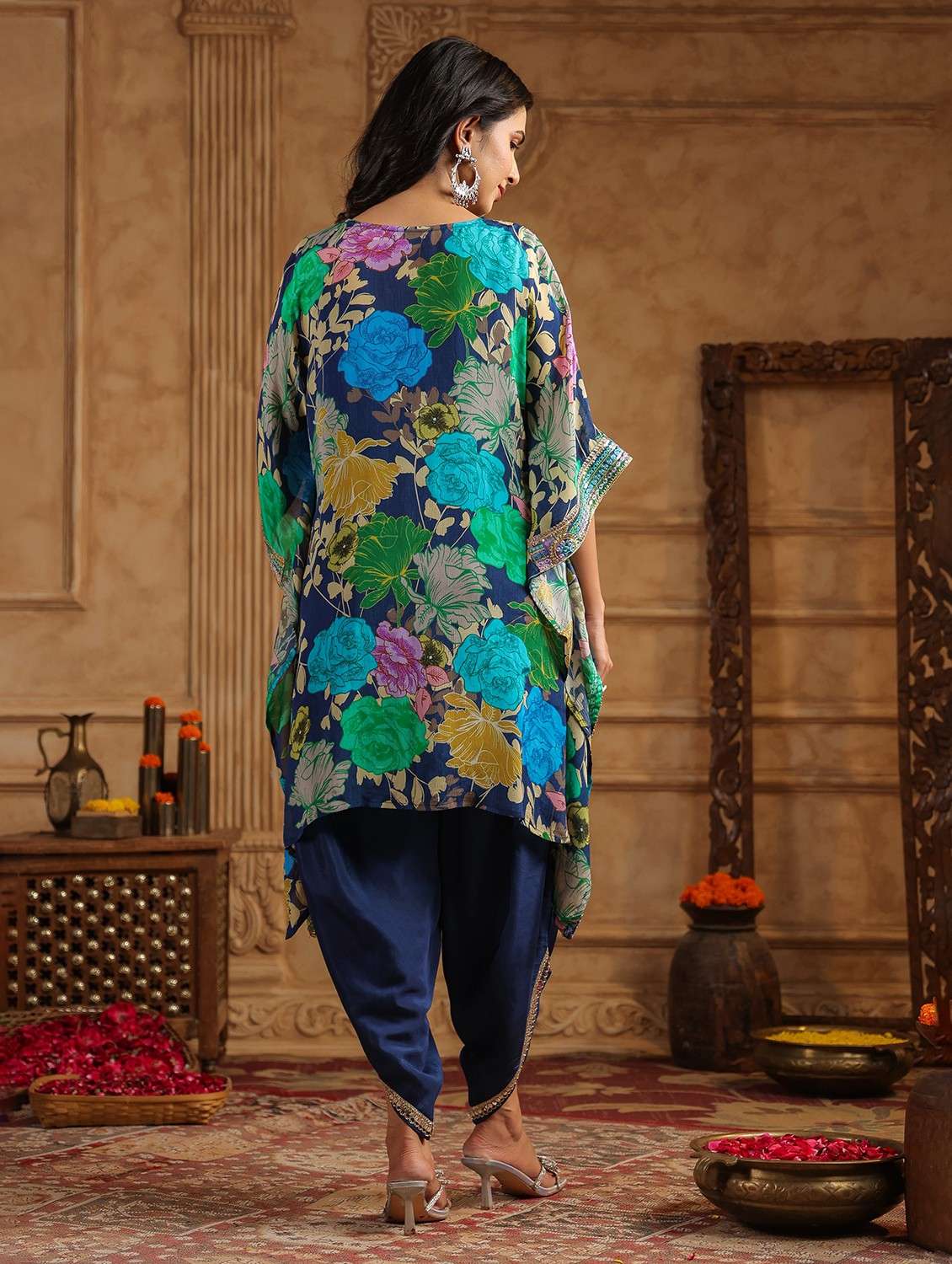 women floral printed kimono sleeve kaftan set - 22062112 - Standard Image - 2