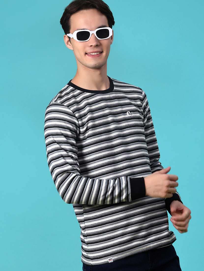 men striped long sleeve regular fit t-shirt