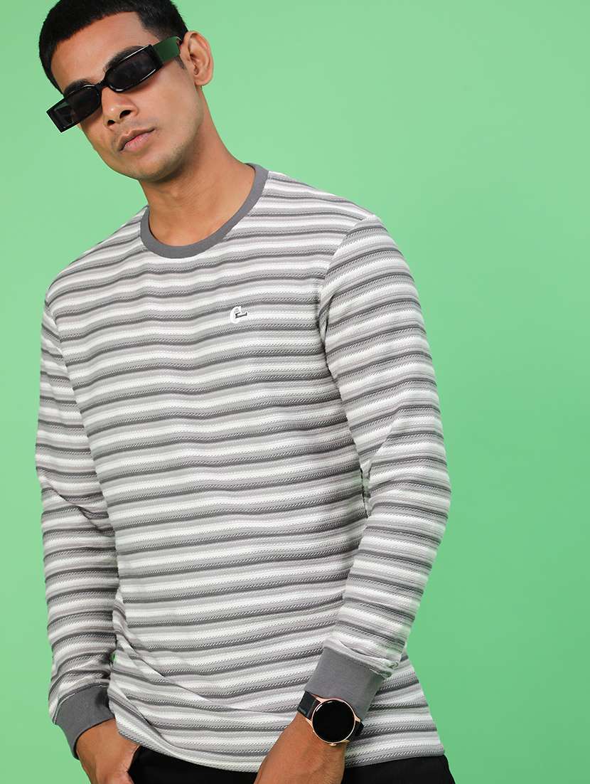 men striped long sleeve regular fit t-shirt