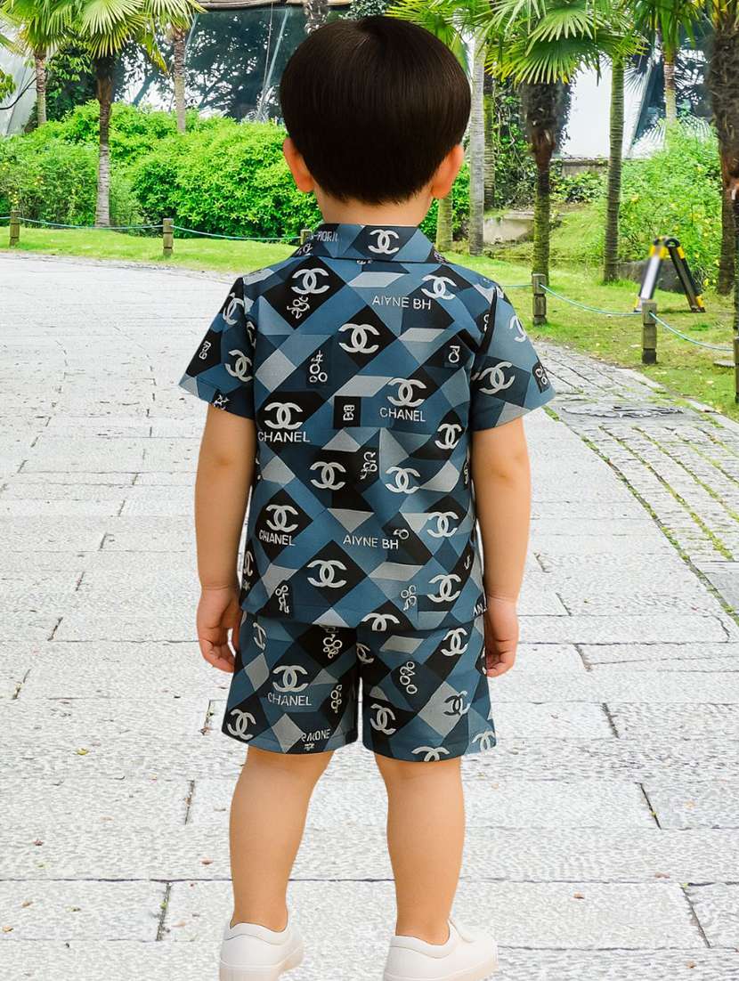 boys printed shirt & shorts co-ords set - 22062529 -  Standard Image - 2