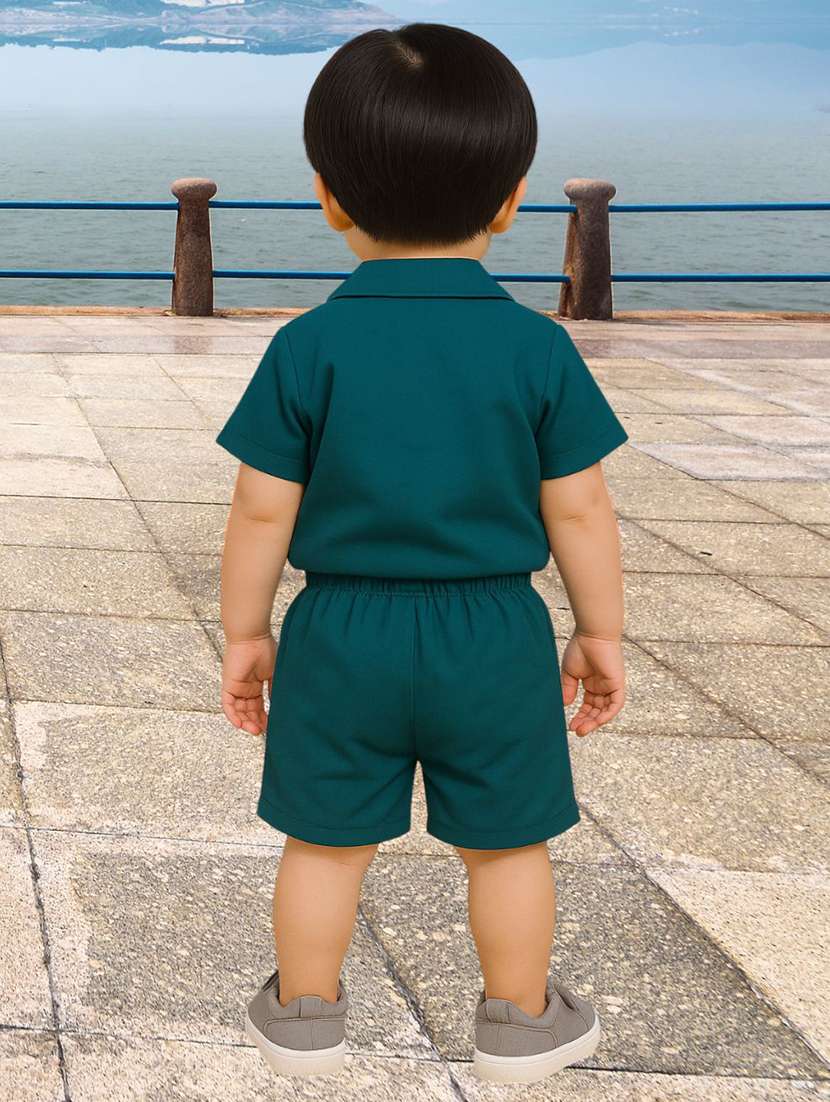 boys solid shirt & shorts co-ords set - 22062535 -  Standard Image - 2