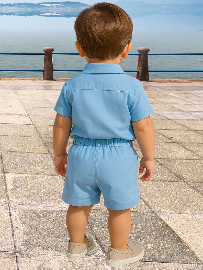 boys solid shirt & shorts co-ords set - 22062537 -  Standard Image - 2