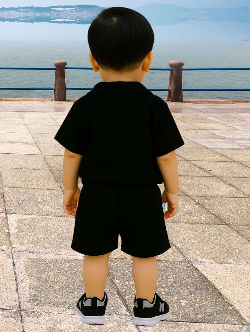boys solid shirt & shorts co-ords set - 22062538 -  Standard Image - 2