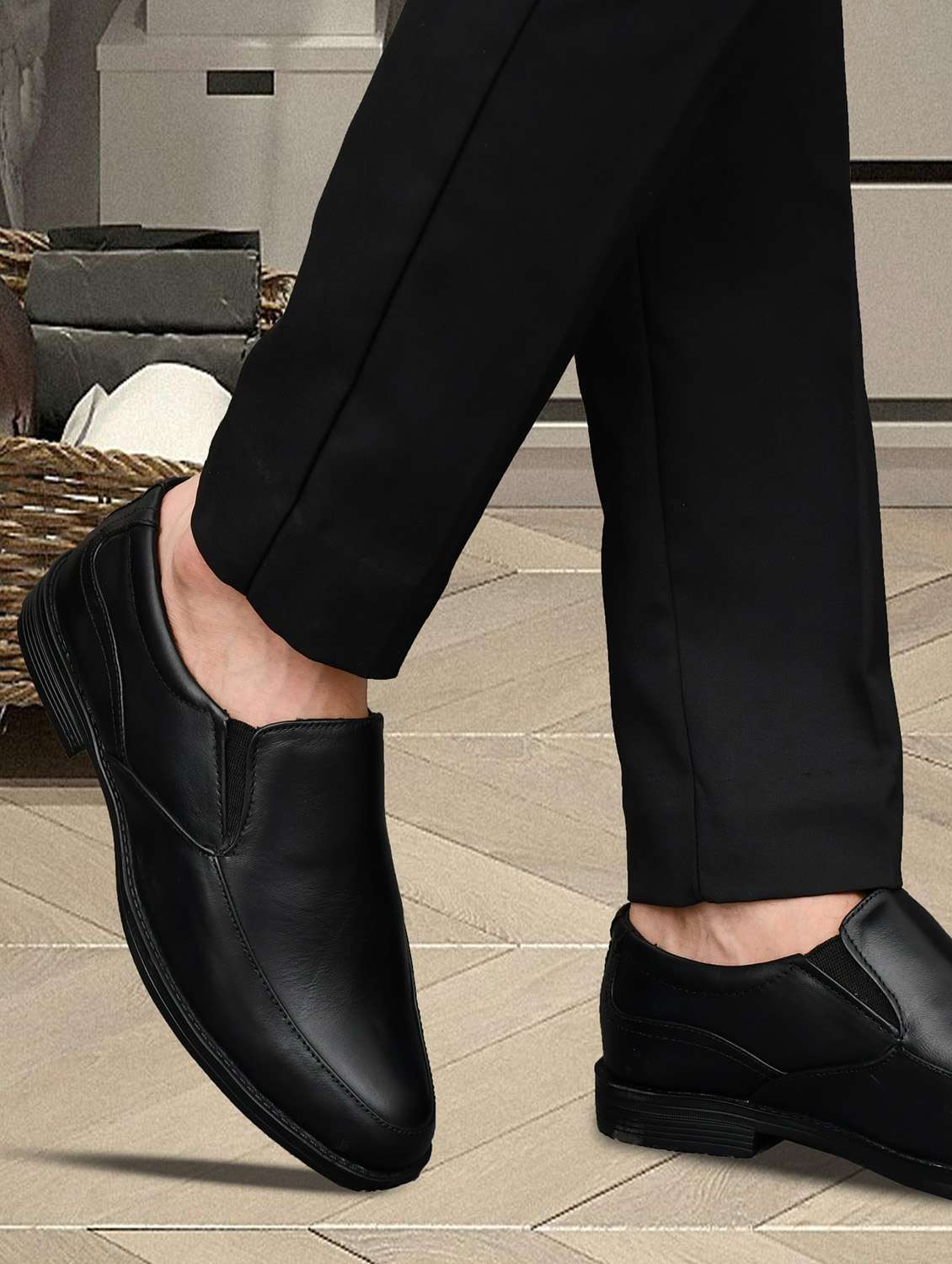 men black slip on formal shoe - 22062641 - Standard Image - 2