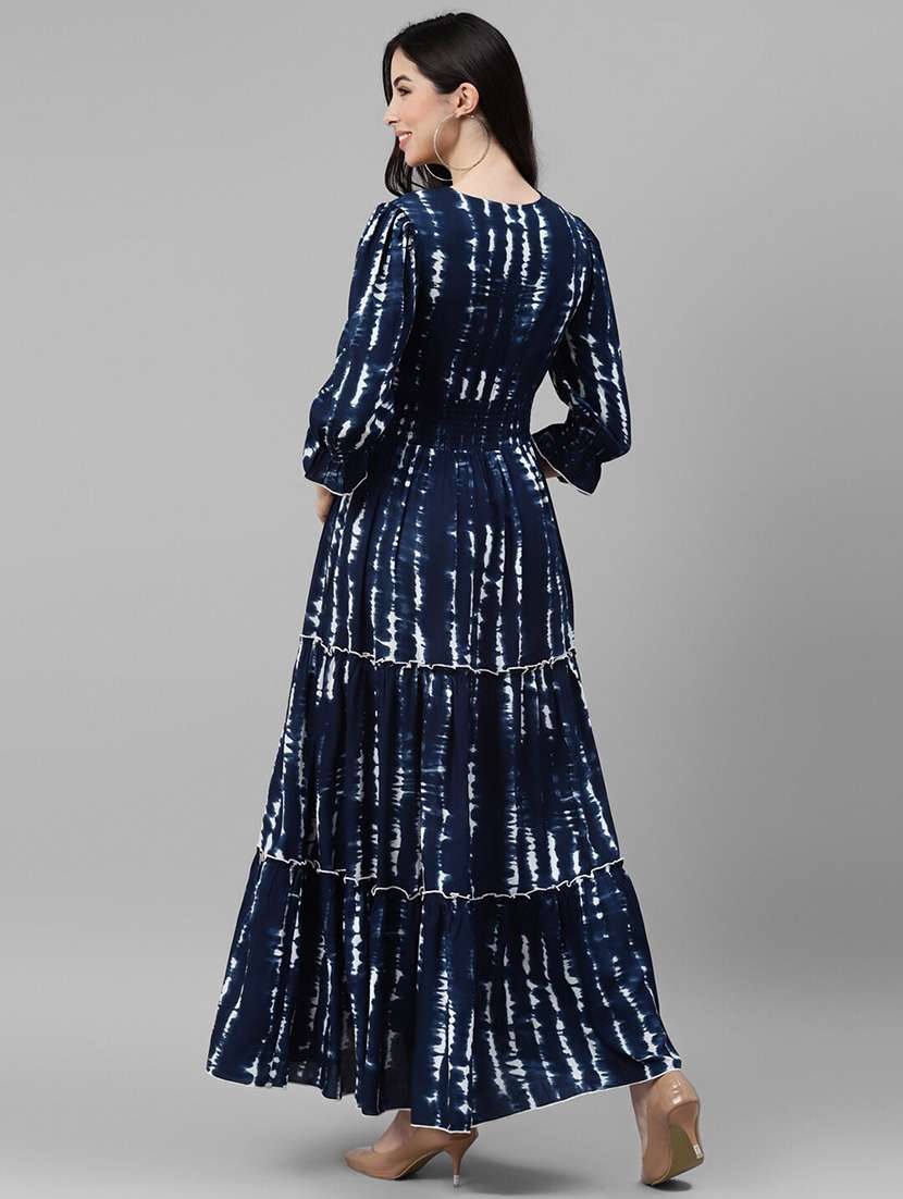 women printed puff sleeve tiered maxi dress - 22062963 - Standard Image - 2