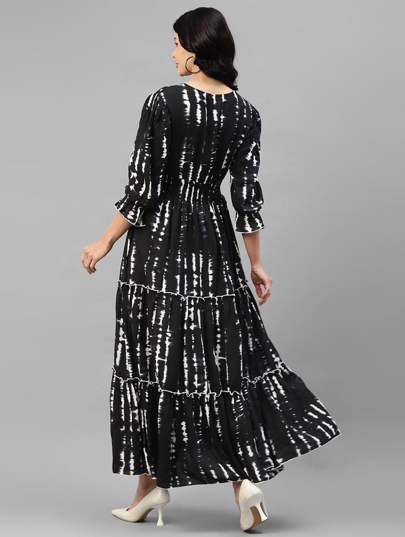 women printed puff sleeve tiered maxi dress - 22062967 - Standard Image - 2