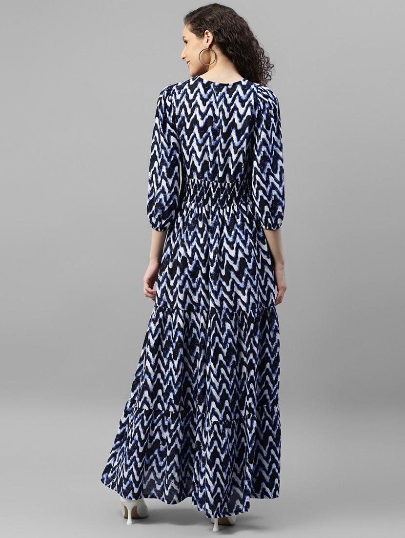 women printed puff sleeve tiered maxi dress - 22062995 - Standard Image - 2