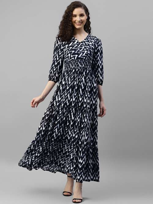 women printed puff sleeve tiered maxi dress - 22063000 - Standard Image - 0