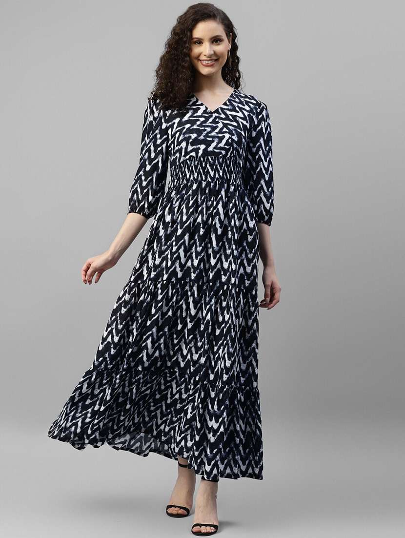 women printed puff sleeve tiered maxi dress - 22063000 - Zoom Image - 0
