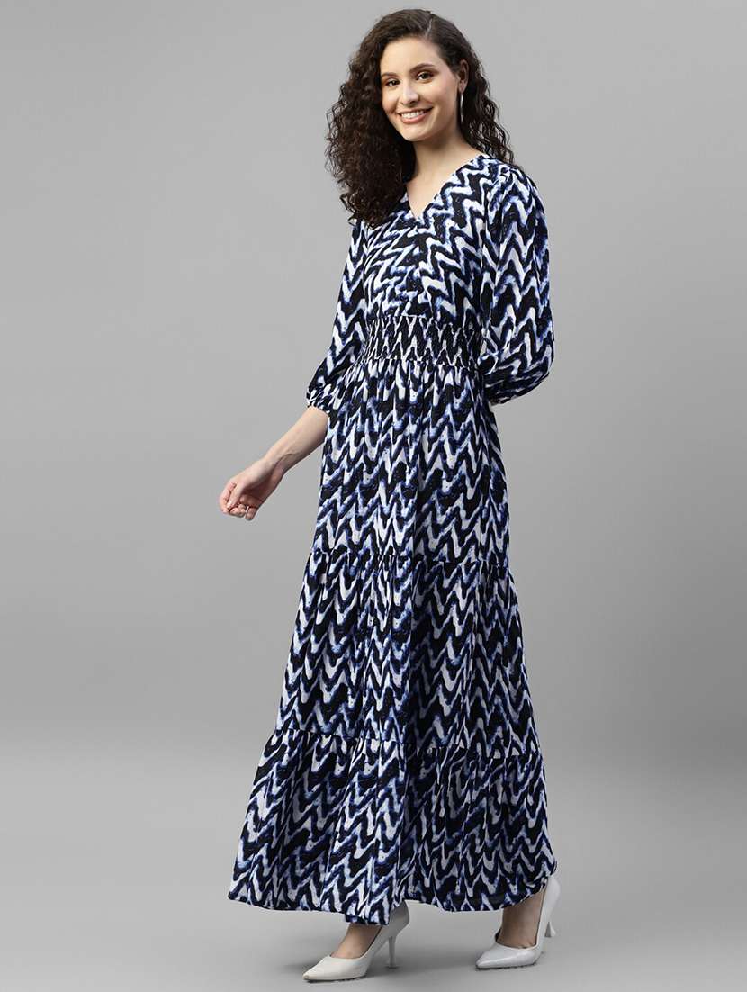 printed tiered dress party wear dress maxi - 22063001 -  Zoom Image - 0
