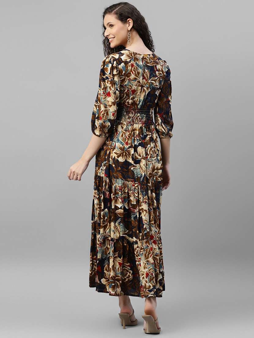 women printed puff sleeve tiered maxi dress - 22063016 - Standard Image - 2