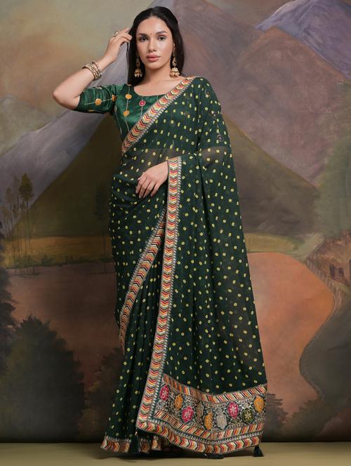 women printed bordered saree with blouse - 22063030 - Standard Image - 0