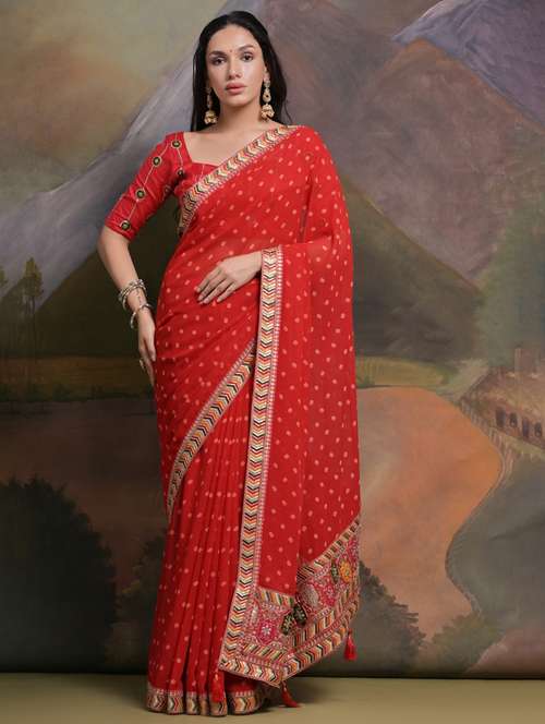 women printed bordered saree with blouse - 22063033 - Standard Image - 0