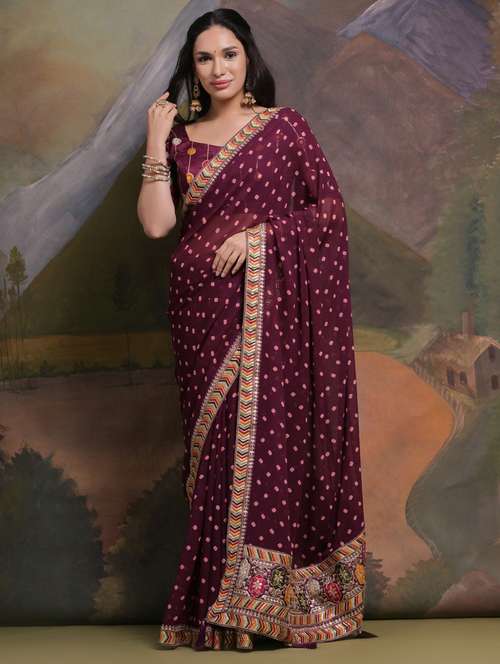 women printed bordered saree with blouse - 22063034 -  Standard Image - 0