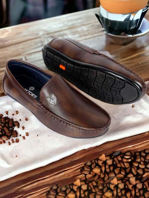 men brown solid slip on loafer - 22063058 -  Standard Image - 0