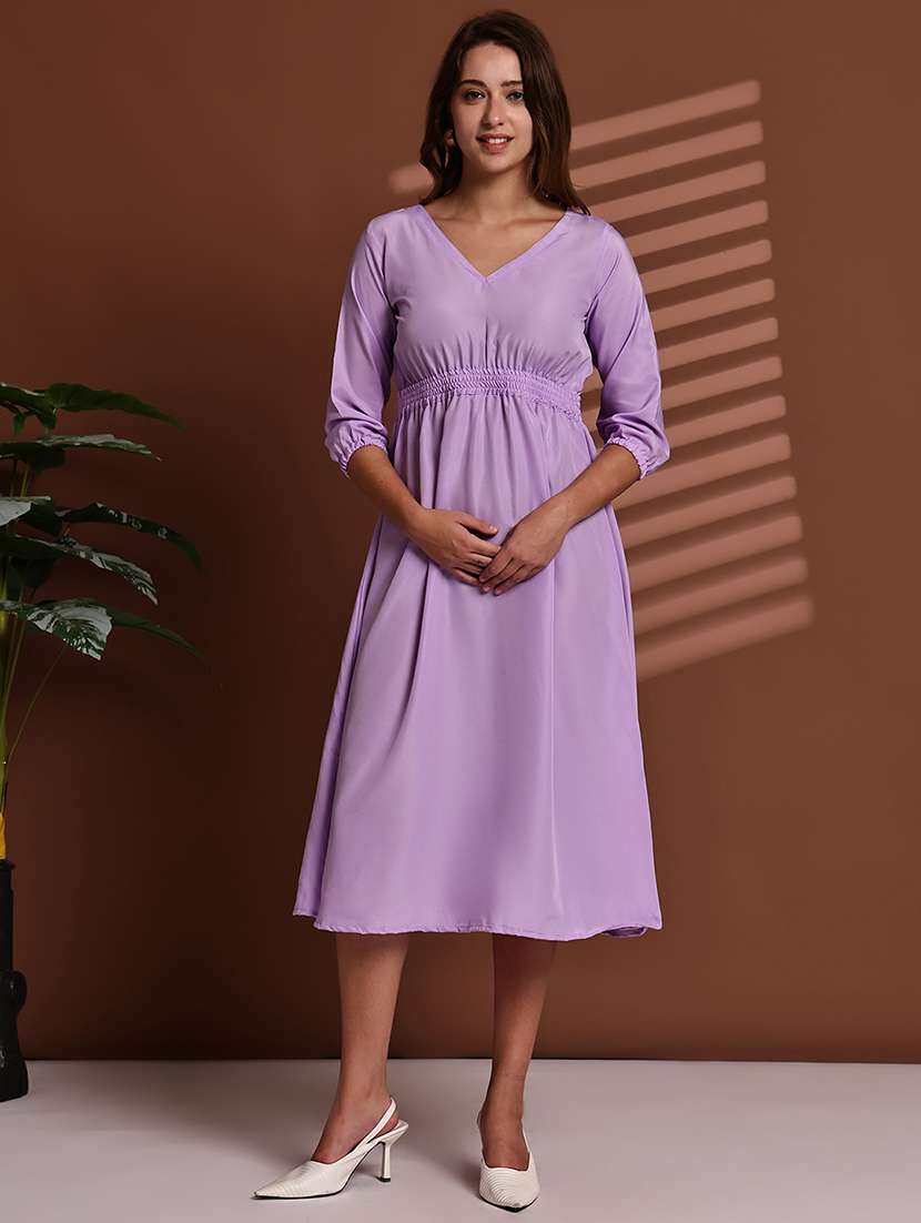 purple poly crepe aline dress - 22063060 - Zoom Image - 0