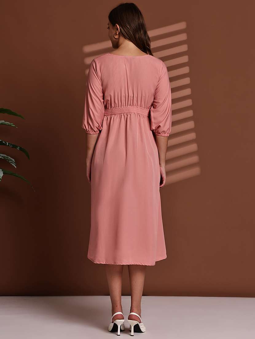 peach poly crepe aline dress - 22063062 - Standard Image - 2