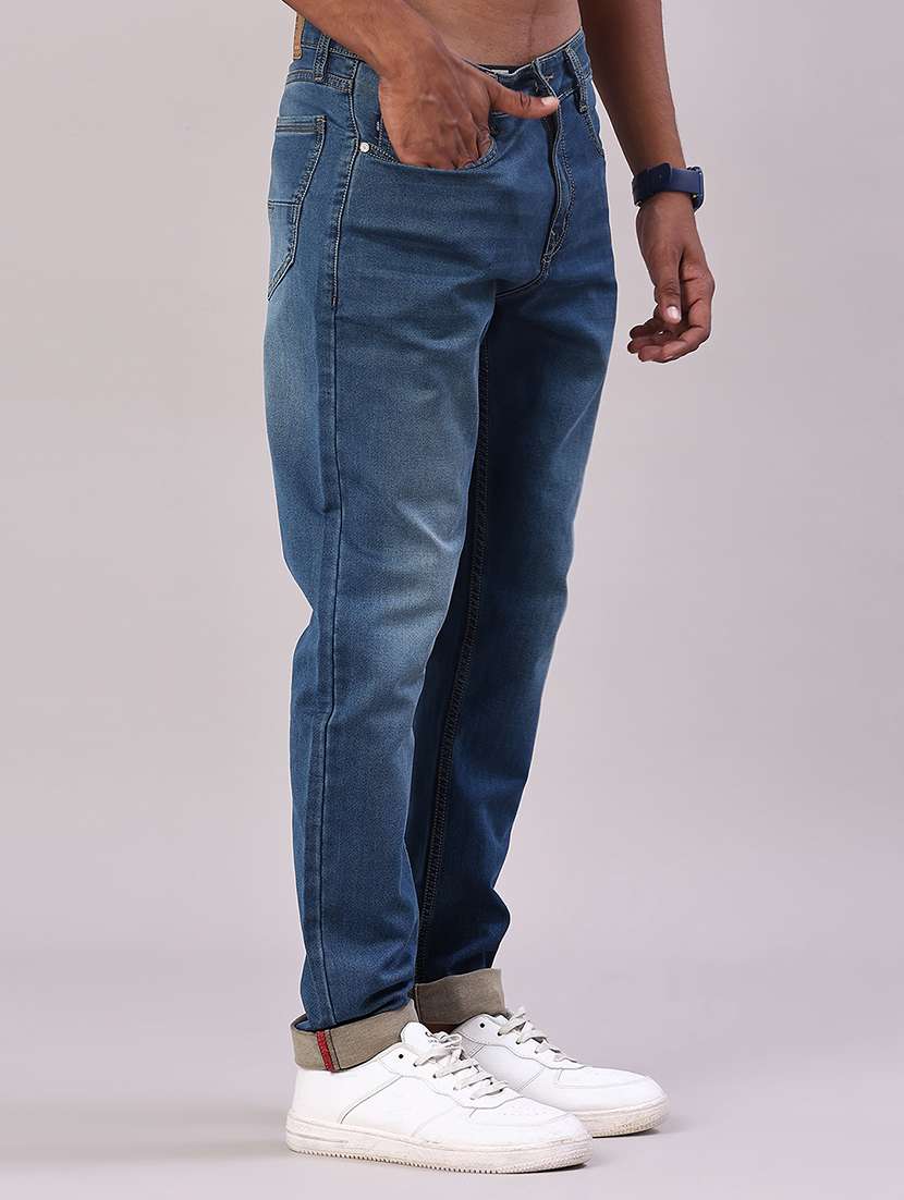 men solid mid rise tapered fit jeans - 22063358 -  Standard Image - 2