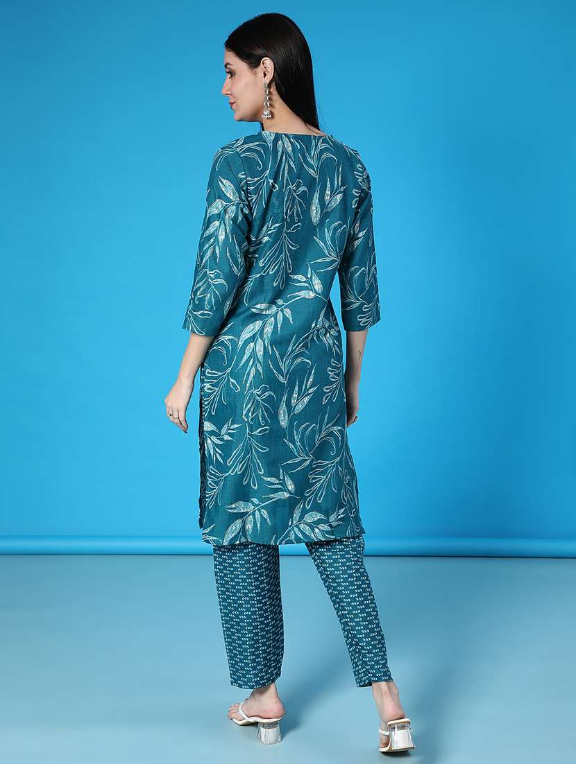 Women Printed Three Quarter Sleeve Kurta Pant Set - 22063418 -  Standard Image - 2