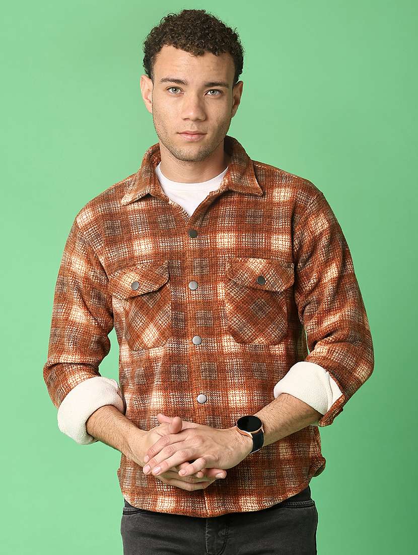 men checkered long sleeve regualr fit casual shirt - 22063439 -  Standard Image - 2