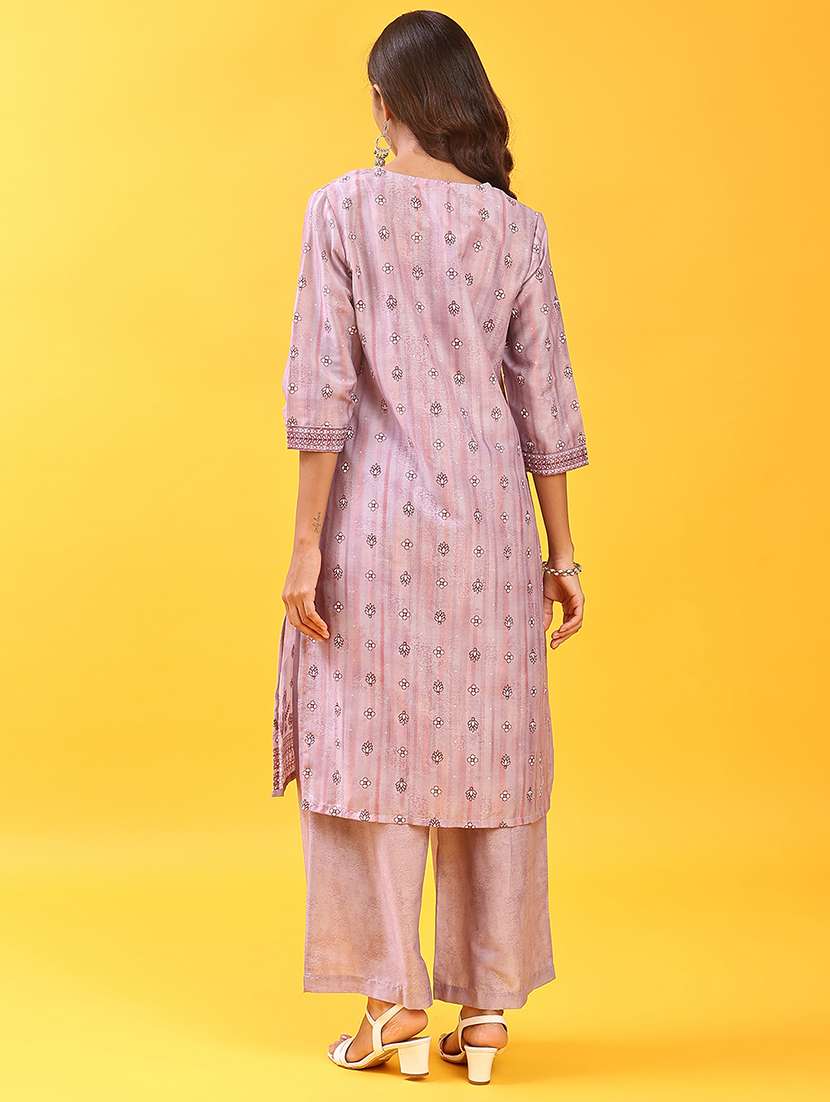 women three quarter sleeve kurta and palazzo set - 22063559 -  Standard Image - 2