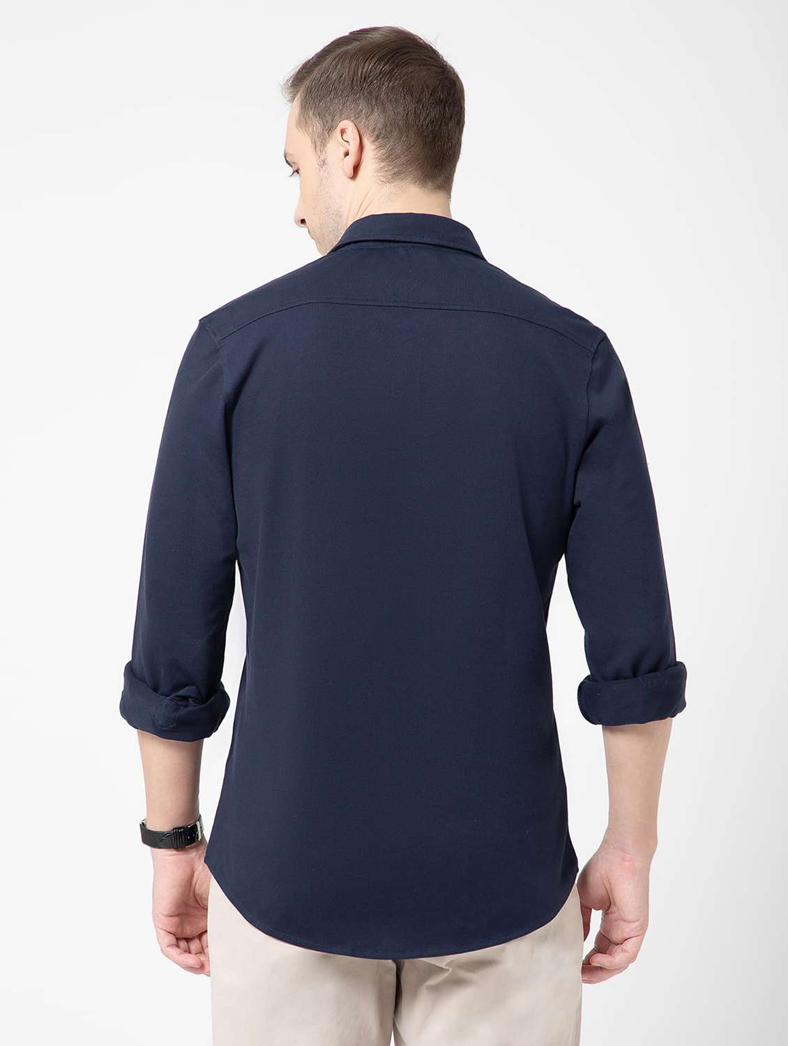 men solid collared long sleeve regular fit shirt - 22063605 -  Standard Image - 2