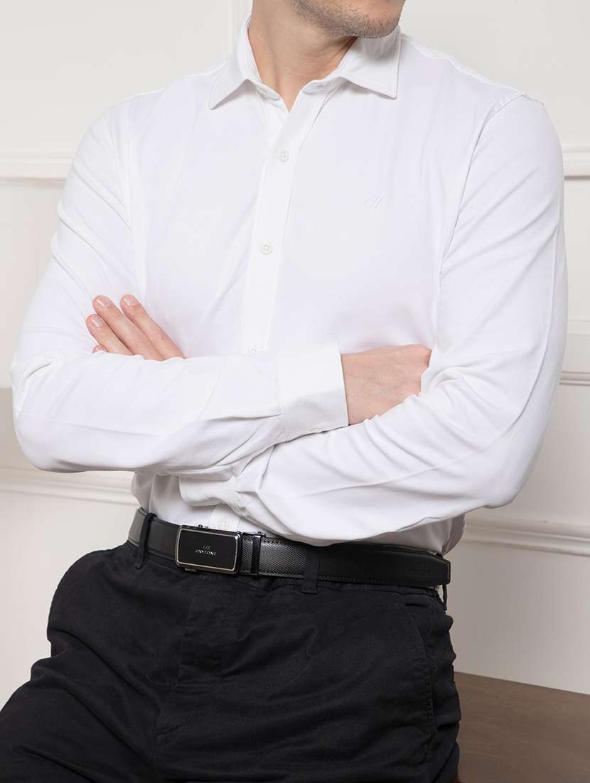 men solid collared long sleeve regular fit shirt - 22063606 -  Standard Image - 2