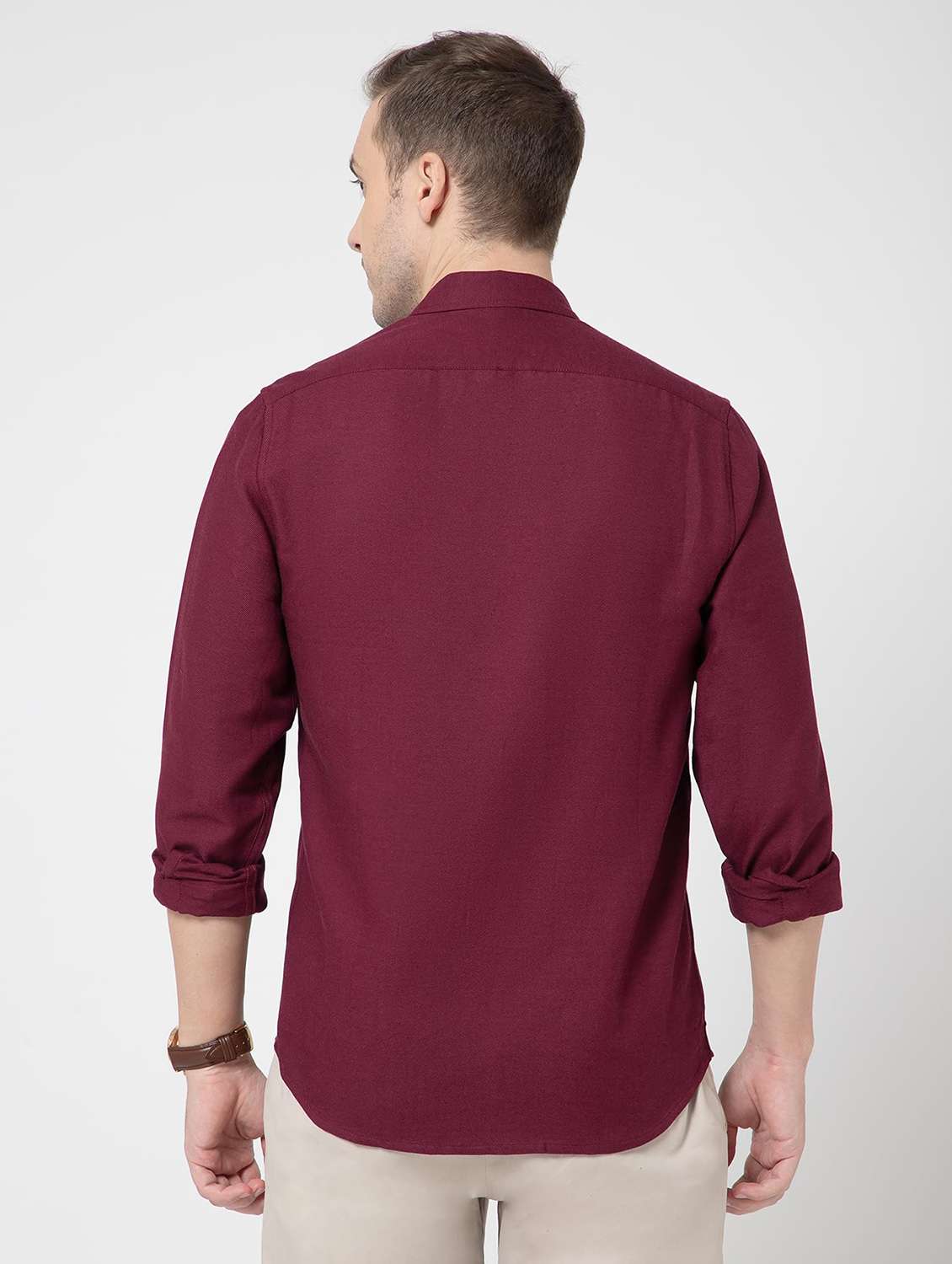 men solid collared long sleeve regular fit shirt - 22063607 - Standard Image - 2