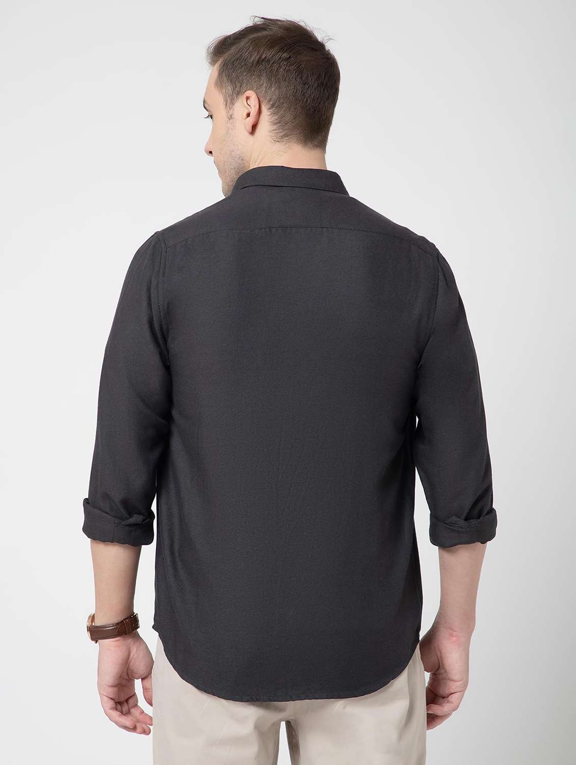 men solid collared long sleeve regular fit shirt - 22063608 - Standard Image - 2
