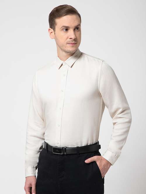 men solid collared long sleeve regular fit shirt - 22063609 - Standard Image - 0