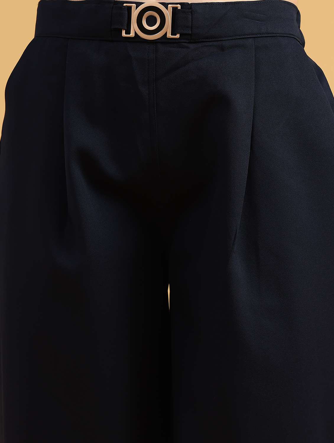 women solid high rise wide leg trouser - 22063745 -  Standard Image - 2