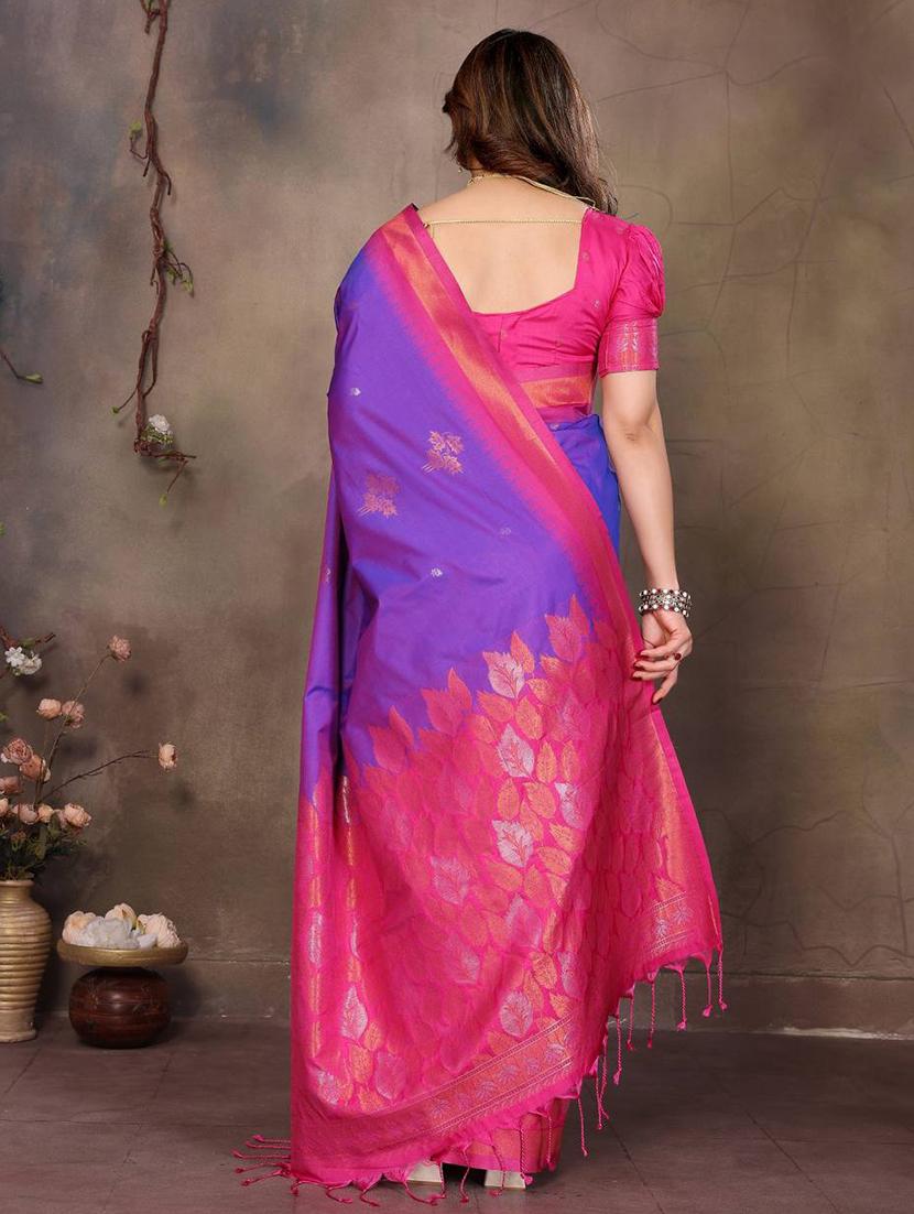 purple silk banarasi saree with blouse - 22063850 - Standard Image - 2