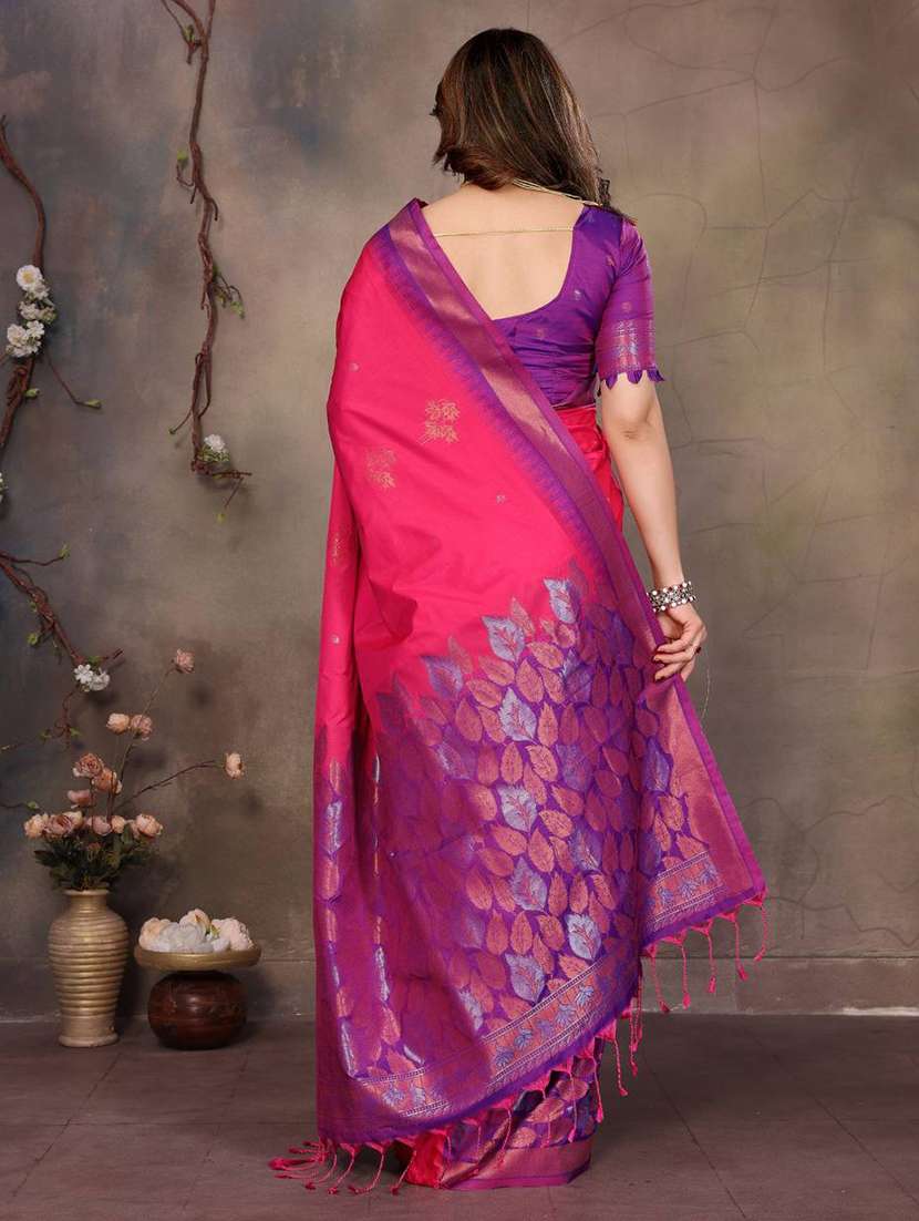 pink silk banarasi saree with blouse - 22063852 -  Standard Image - 2