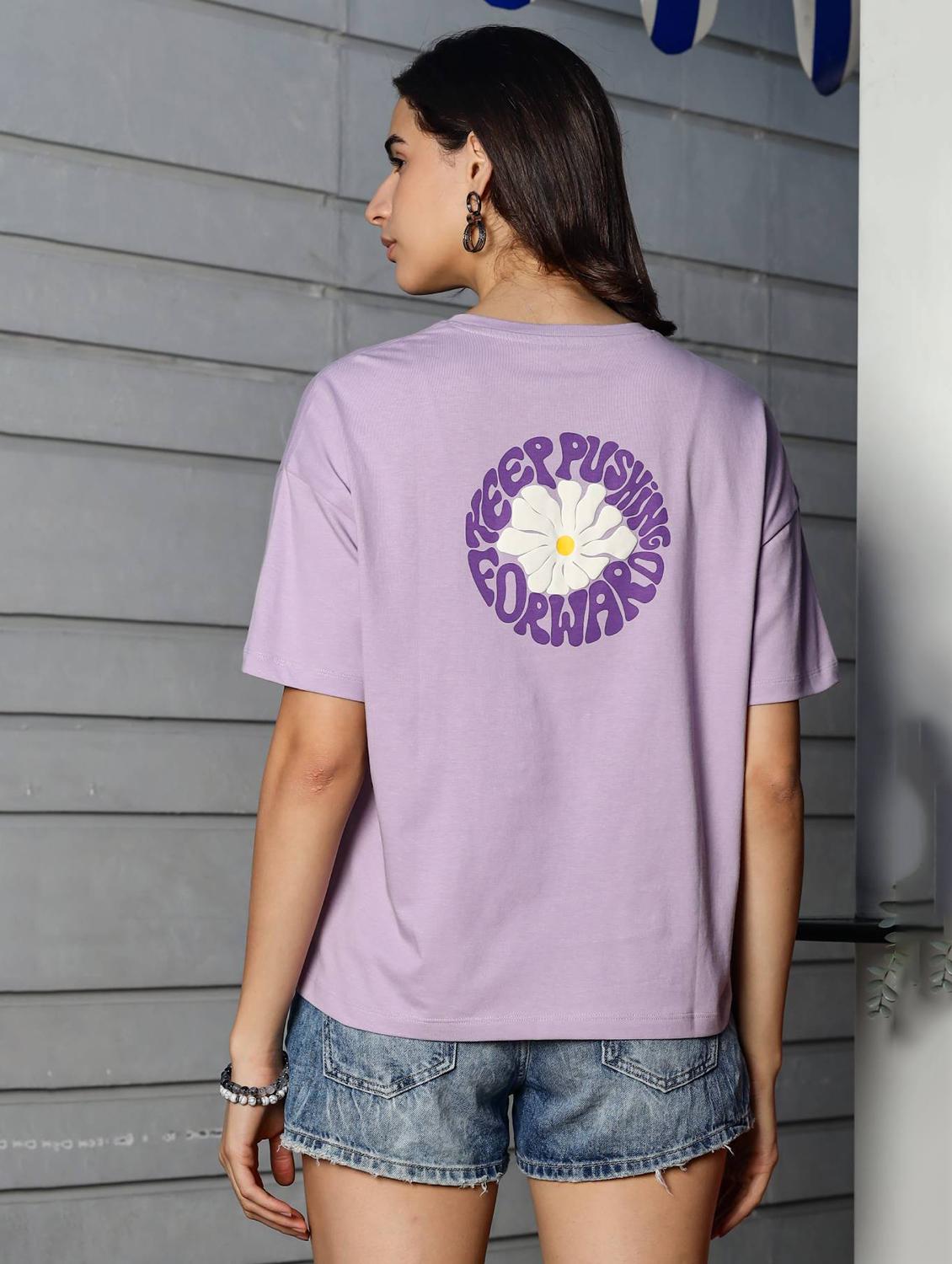 women printed short sleeve loose fit t-shirt - 22063895 - Standard Image - 2