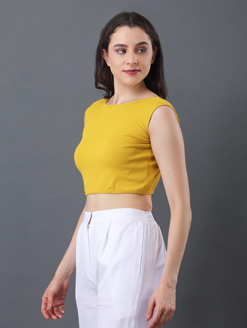 women solid sleeveless backless crop top - 22064151 - Standard Image - 2