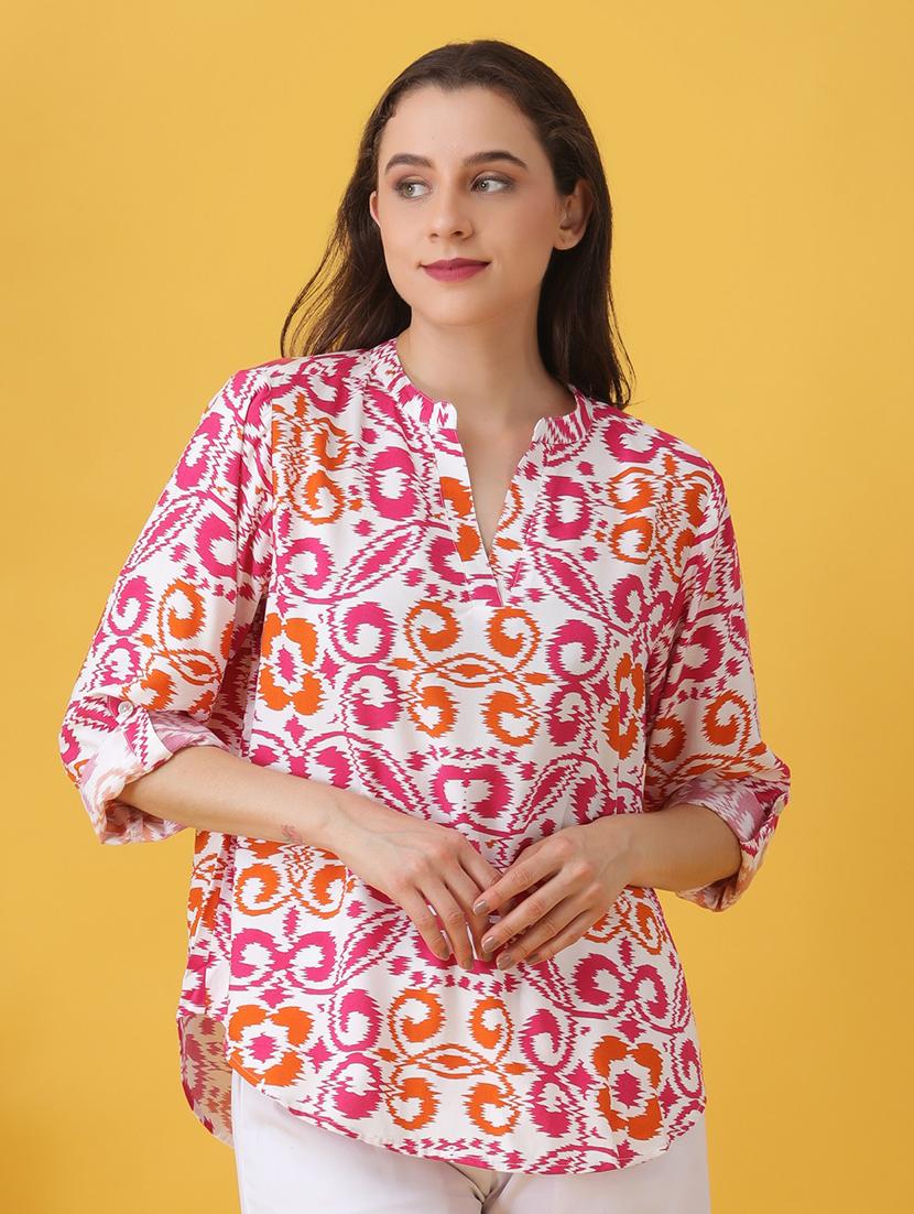 women printed three quarter sleeve regular top - 22064152 -  Zoom Image - 0